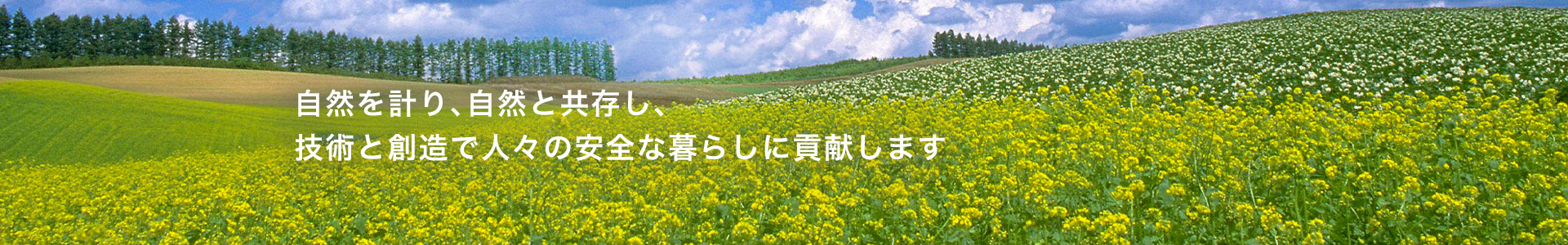 自然を計り、自然と共存し、技術と創造で人々の安全な暮らしに貢献します